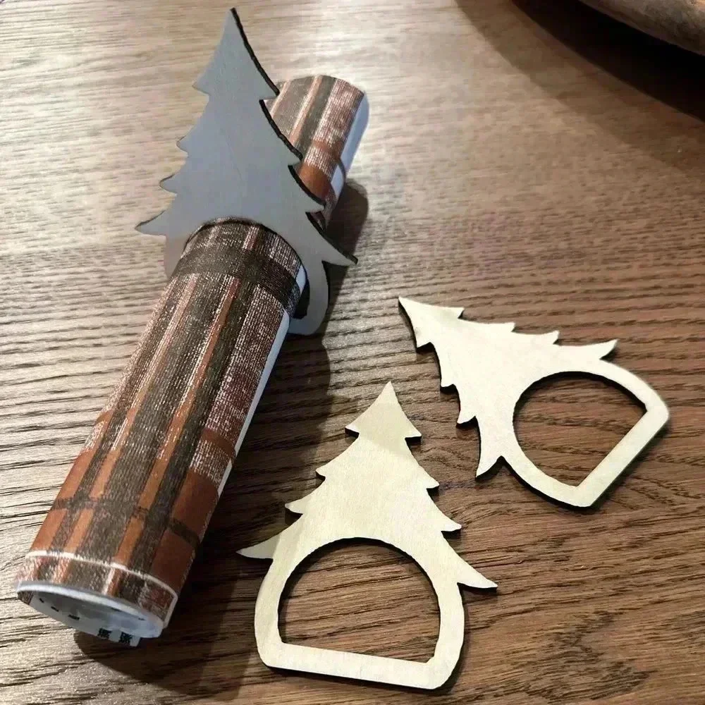 Wooden christmas tree napkin rings​